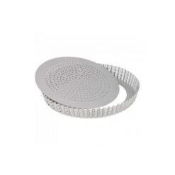 Stampo Rotondo Microforato Ø24cm H3cm Bordo Ondulato E Fondo Mobile Silver Top Patisse