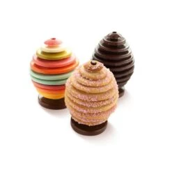 3D EGG CHOC Stampo Uovo In Silicone Ø10,4cm H15cm Kit Per 2 Uova Silikomart