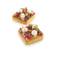 TARTE RING SQUARE Set 6 Cornici Microforate Quadrato 8x8cm H2cm Silikomart -Peroni Kitchen Negozio tarte ring square 80x80 h20mm 2