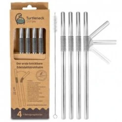 Turtleneck Cannuccia Pieghevole In Acciaio Inox 22cm - Set 4 Pz Colore Argento Nuts Innovations