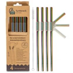 Turtleneck Cannuccia Pieghevole In Acciaio Inox 22cm - Set 4 Pz Colore Rainbow Nuts Innovations