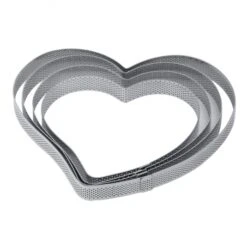 XF25 Fascia Microforata Inox Cuore 16x15cm H2cm Per Crostata Pavoni