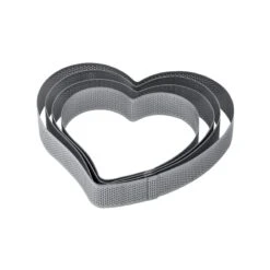 XF32 Fascia Microforata Inox Cuore 22,5x21cm H3,5cm Per Crostata Pavoni