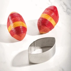 Fascia Microforata Inox Ellisse 12,5x7,4cm H4,5cm Per Viennoiserie XF52 Pavoni -Peroni Kitchen Negozio xf52 pavoni stampo microforato ellisse viennoiserie 2