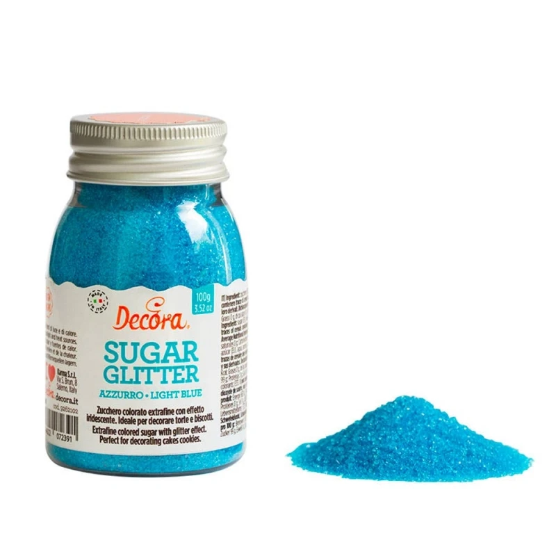 Zucchero Glitterato Azzurro 100gr Decora 1 Zucchero Glitterato Azzurro 100gr Decora